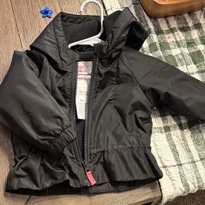 Carter's Toddler Black Hooded Rain Jacket with Pink Zipper Tab